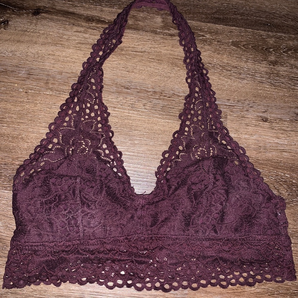 Aerie Maroon Halter Lace Bralette